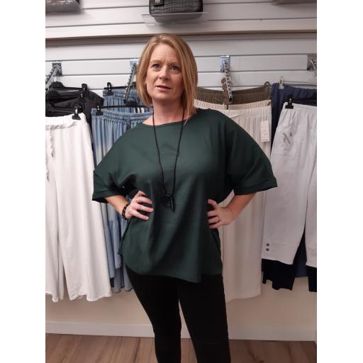 Batwing Sleeve Plain Blouse With Necklace